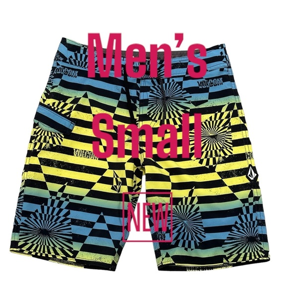 Mens Volcom 29 Small Swimwear Trunks Shorts Boardshorts Mod Tech Stripe EUC - Picture 2 of 9